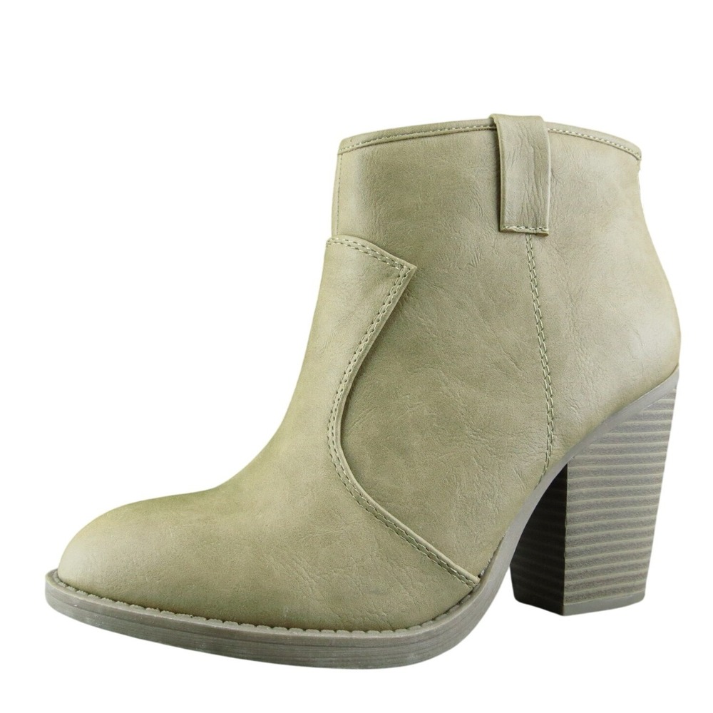 Soda ‎ Women Ankle Boots Beige Synthetic Zip Size 7.5 Medium